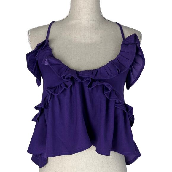 Romeo & Juliet Couture Purple Ruffle Babydoll Tank Top M Coquette Festival - Picture 2 of 6